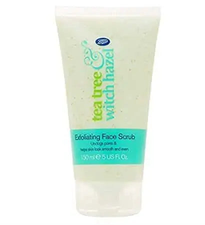BOOTS 50ML TEA TREE WITCH HAZEL EXFOLIATING FACE SCRUB - dermatologists.pk
