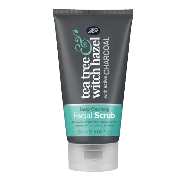 BOOTS CHARCOL FACIAL WASH INFUSED WITH TEA TREE & WITCH HAZEL - 150ml - dermatologists.pk