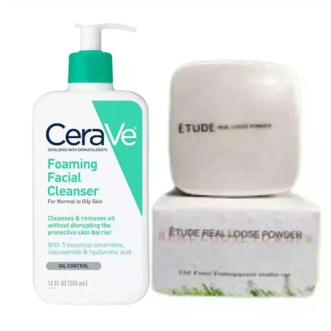 Makeup Essentials CeraVe Cleanser +Etude Powder