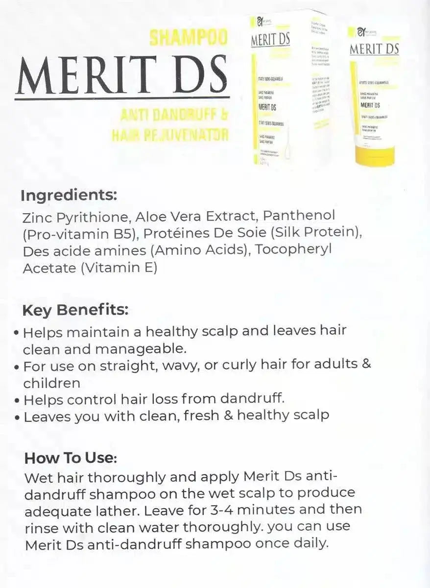 MERIT DS ANTI DANDRUFF AND HAIR REJUVENATOR SHAMPOO 150ml - dermatologists.pk