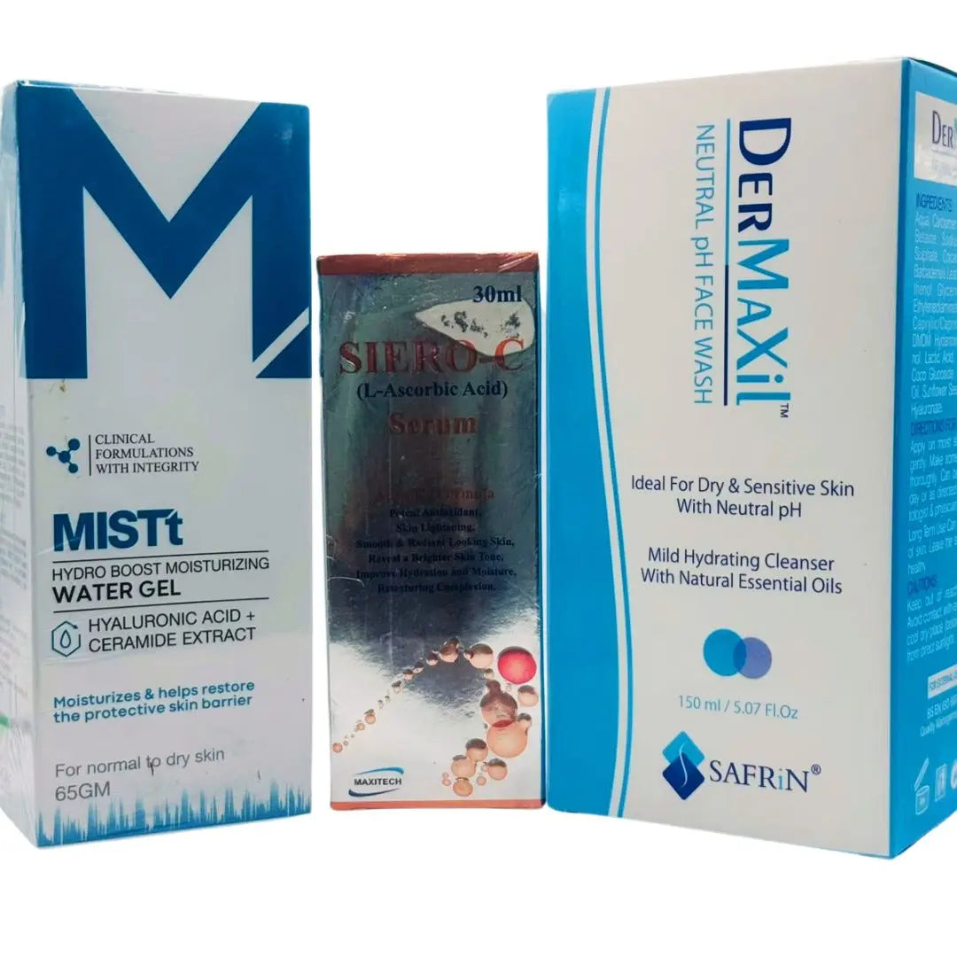 Night Care Skincare Discount Box: Hydrating Gel, Vitamin C Serum & Gentle Cleanser - dermatologists.pk