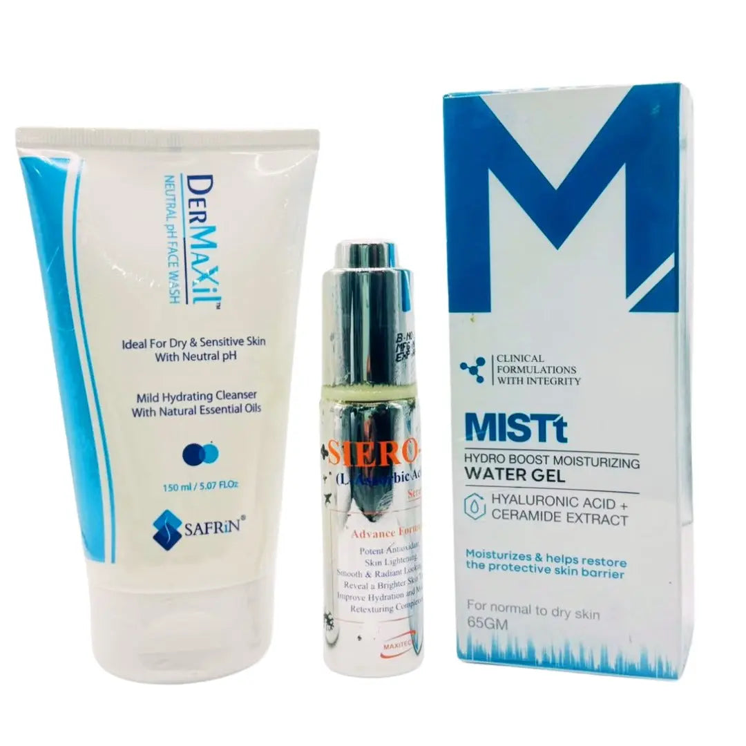 Night Care Skincare Discount Box: Hydrating Gel, Vitamin C Serum & Gentle Cleanser - dermatologists.pk