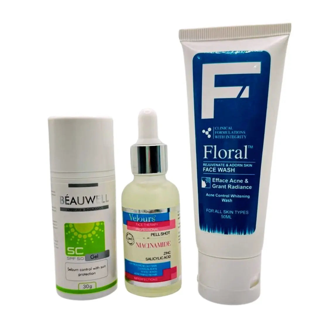 Oily Skin Care Discount Box: Sunscreen, Face Wash & Serum - dermatologists.pk