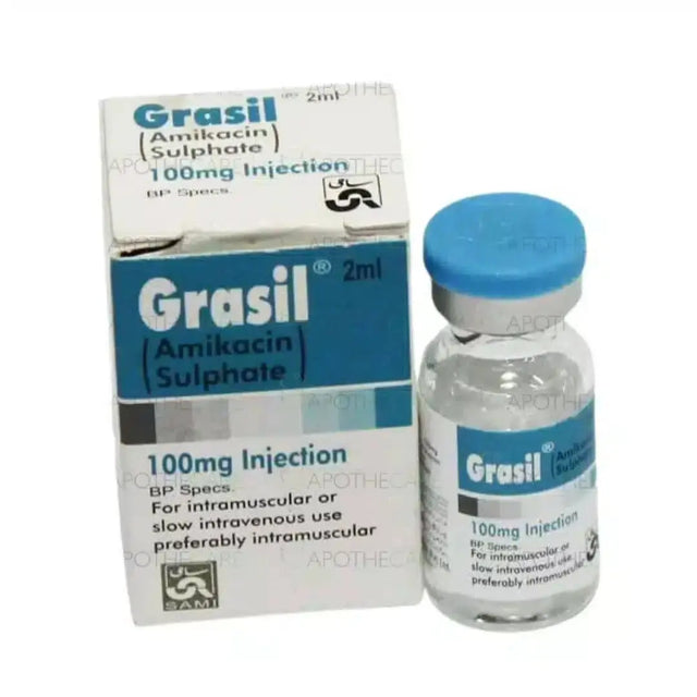 Grasil Injection IM/IV  100mg (Amikacin) - Sami Pharma | Dermatologists.pk - dermatologists.pk
