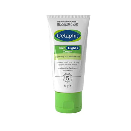 CETAPHIL RICH NIGHT CREAM: IDEAL FOR Dry TO VERY DRY, SENSITIVE SKIN - 50G - dermatologists.pk