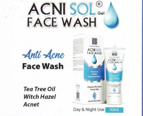 ACNE SOL FACE WASH GEL CLEANSING FOR OILY SKIN 50gm - dermatologists.pk