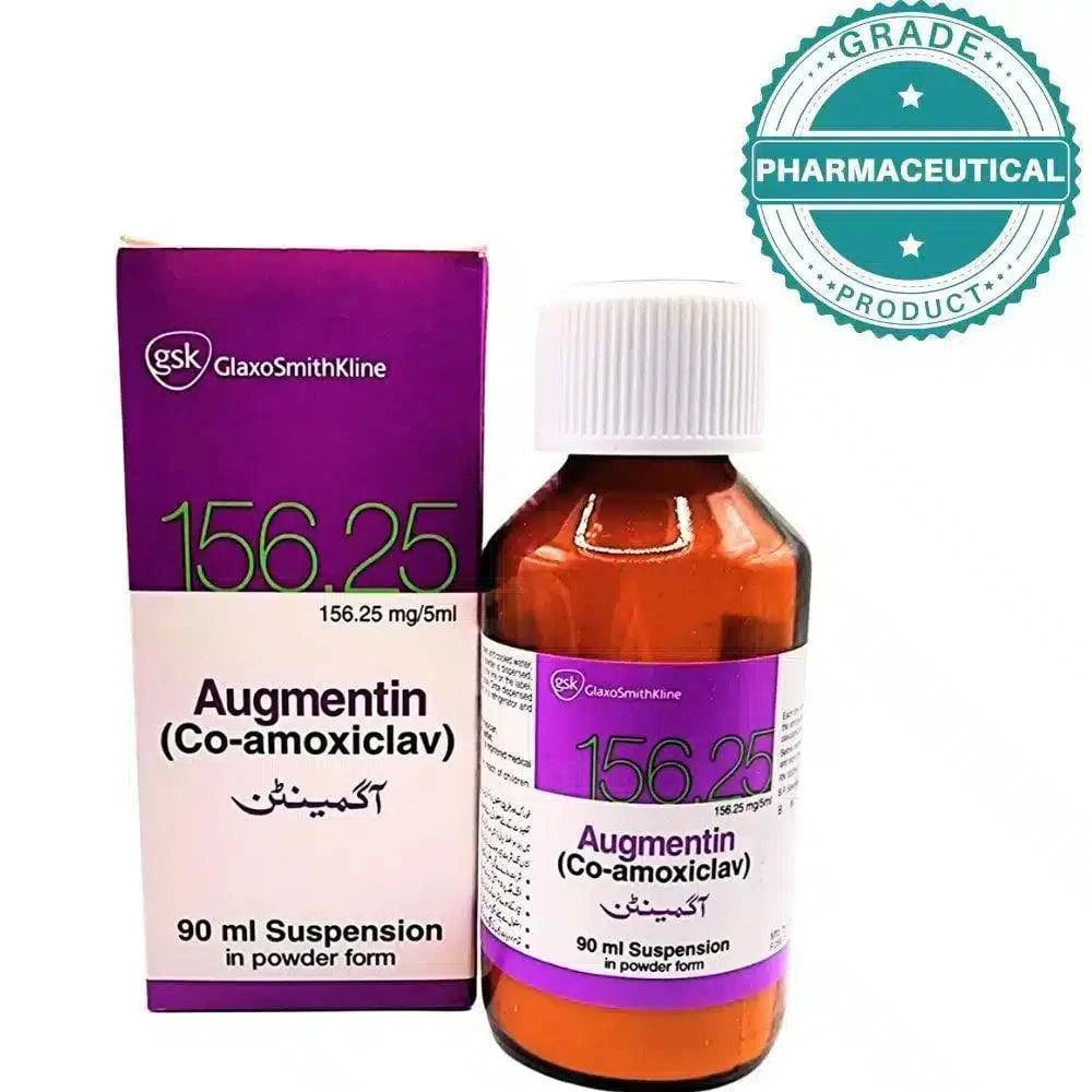 AUGMENTIN SYRUP (CO-AMOXICLAV 156.23 mg/5ml) 90ml - dermatologists.pk