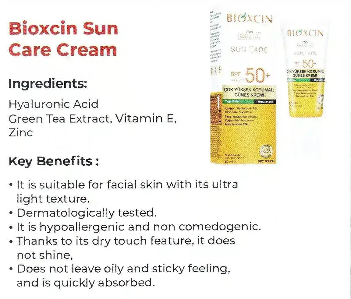 BIOXCIN SUN CARE SUNSCREEN SPF 50+ UVA+UVB 50ml - dermatologists.pk