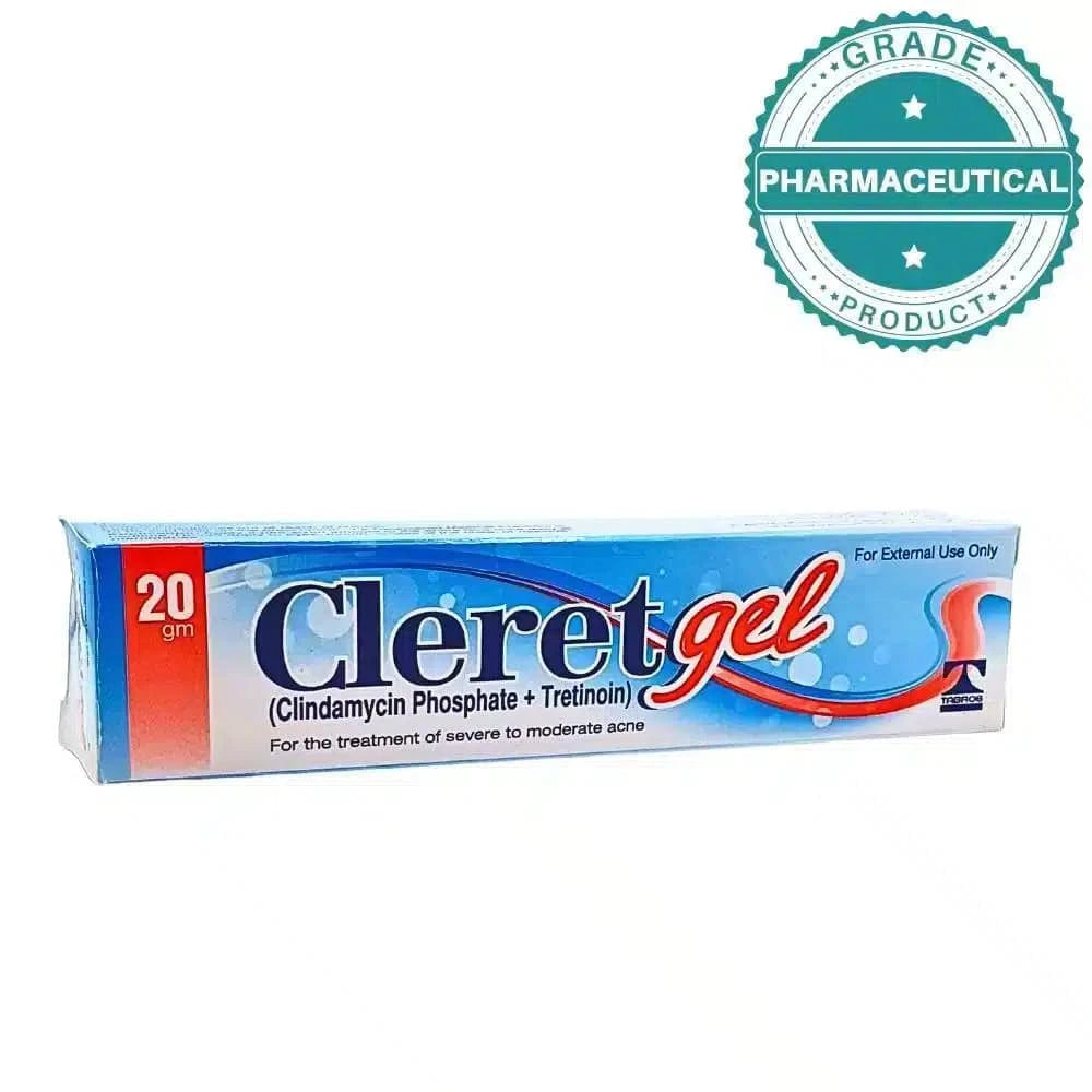 CLERET GEL (CLINDAMYCIN PHOSPHATE + TRETINOIN) 20gm FOR ACNE TREATMENT - dermatologists.pk