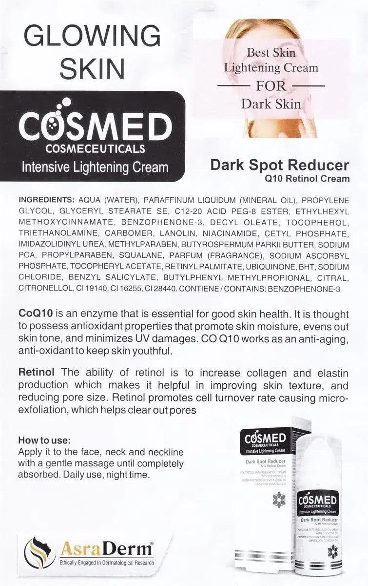 COSMED Cream for Skin Fairness | Q10 Retinol & Dark Spot Reducer