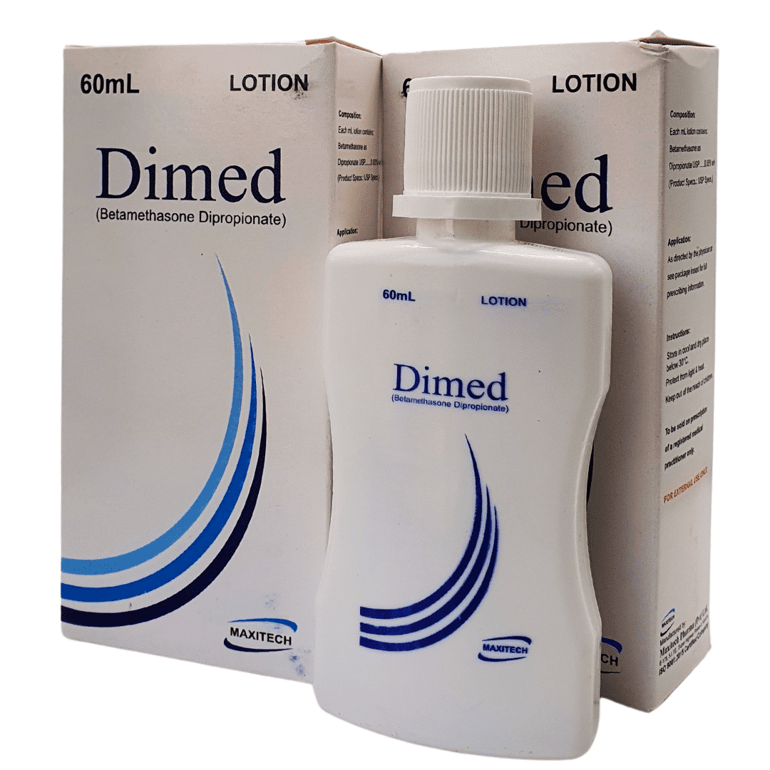 Maxitech Dimed Lotion (60ml) | Betamethasone Dipropionate 0.05% | Anti-Inflammatory Skin Treatment | Dermatologists.pk - dermatologists.pk