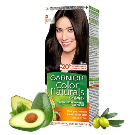 GARNIER - COLOR NATURALS CREME HAIR COLOR - 3 DARK BROWN - dermatologists.pk