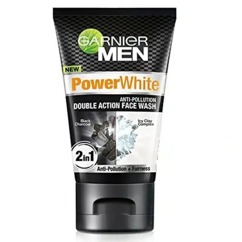 GARNIER MEN POWER WHITE DOUBLE ACTION FACE WASH 100ml - dermatologists.pk