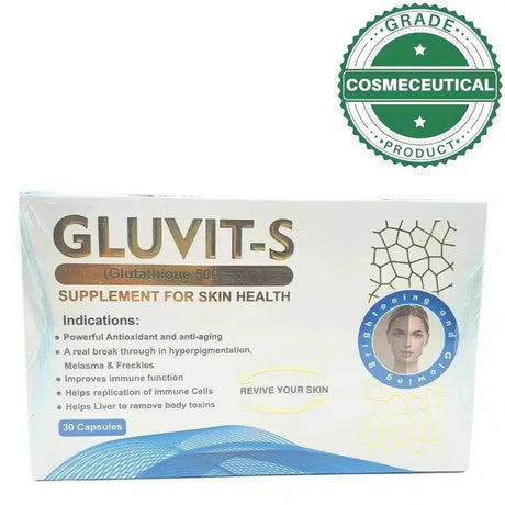 GLUVIT-S GLUTATHAIONE SUPPLEMENT FOR SKIN HEALTH 500mg - dermatologists.pk