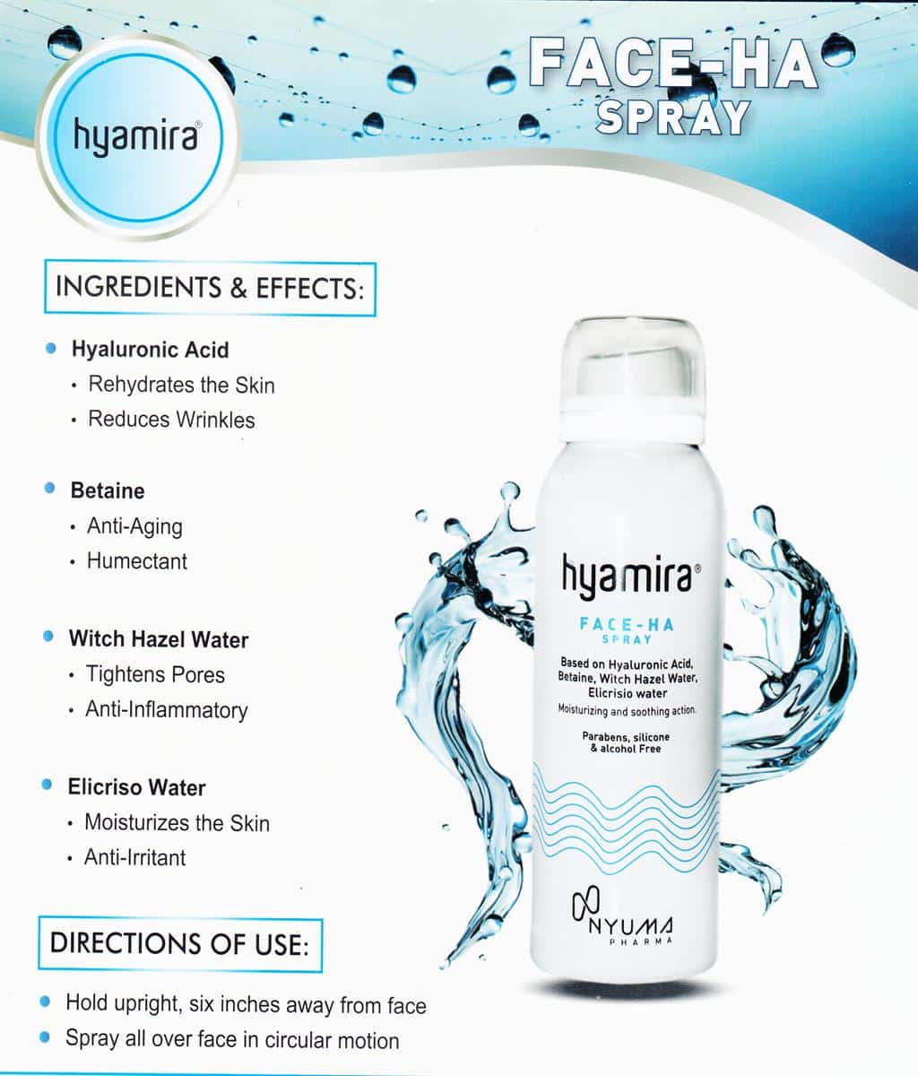 HYAMIRA FACE-HA SPRAY 100ml | MOISTURIZING AND SOOTHING ACTION - dermatologists.pk