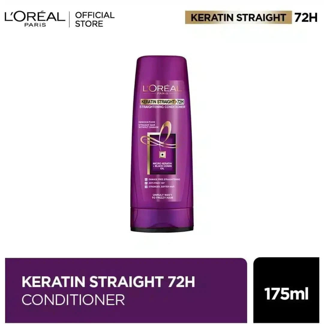 L'OREAL PARIS KERATIN STRAIGHT CONDITIONER 175ml - FOR STRAIGHT SMOOTH HAIR - dermatologists.pk