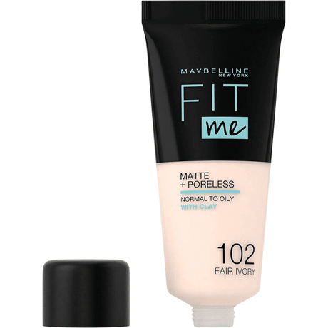 MAYBELLINE FIT ME MATTE + PORELESS FOUNDATION IN 102 FAIR PORCELAIN