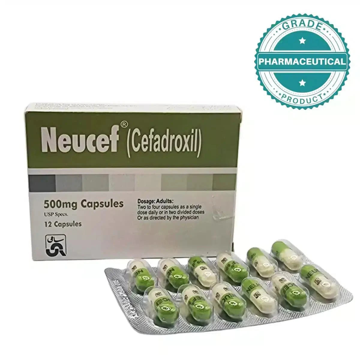 NEUCEF CAPSULE (CEFADROXIL) 500mg PACK OF 12 CAPSULES - dermatologists.pk