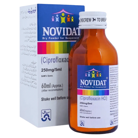 Novidat 60ml Suspension – Ciprofloxacin HCl 250mg/5ml