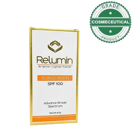 RELUMIN BRIGHTER LIGHTER FAIRER SUNSCREEN (SPF100) 40gram - dermatologists.pk