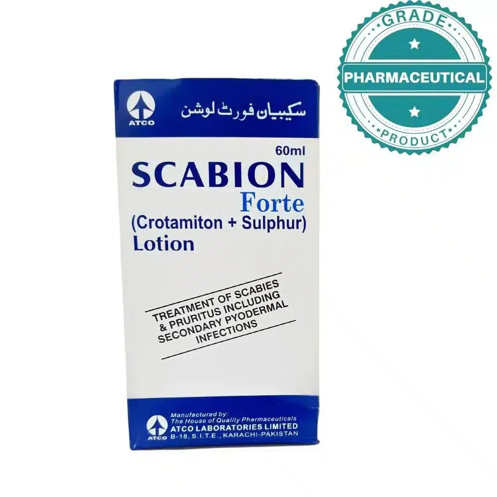 SCABION FORTE LOTION 60ml | (CROTAMITON+SULPHURE) - dermatologists.pk