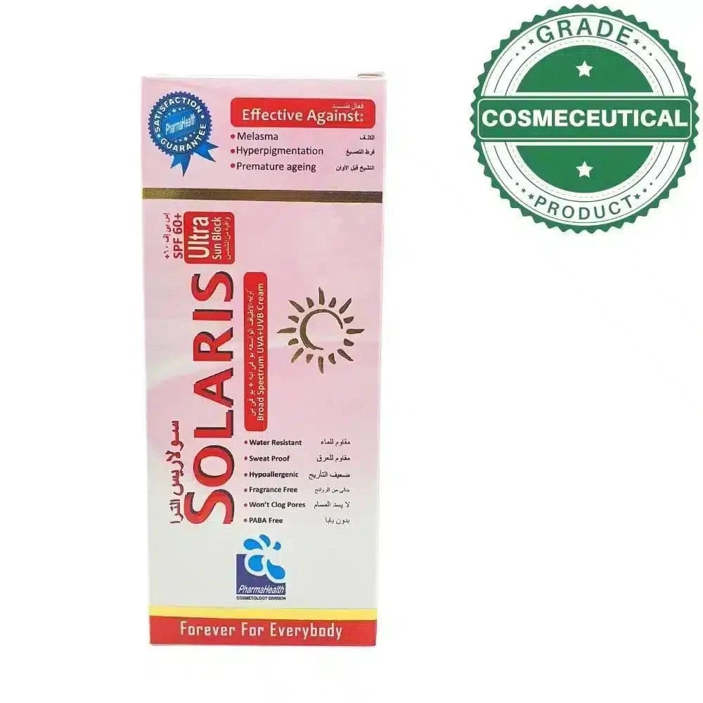 SOLARIS SPF 60+ ULTRA SUN BLOCK BROAD SPECTRUM UVA+UVB CREAM 60ml - dermatologists.pk