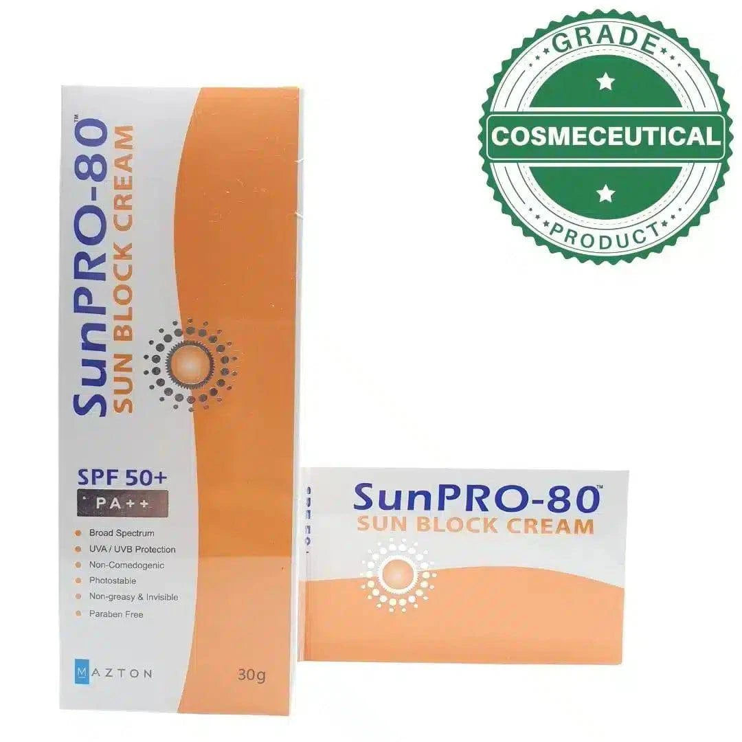 SUNPRO-80 SPF 50+ PA++ SUN BLOCK CREAM 30g - dermatologists.pk