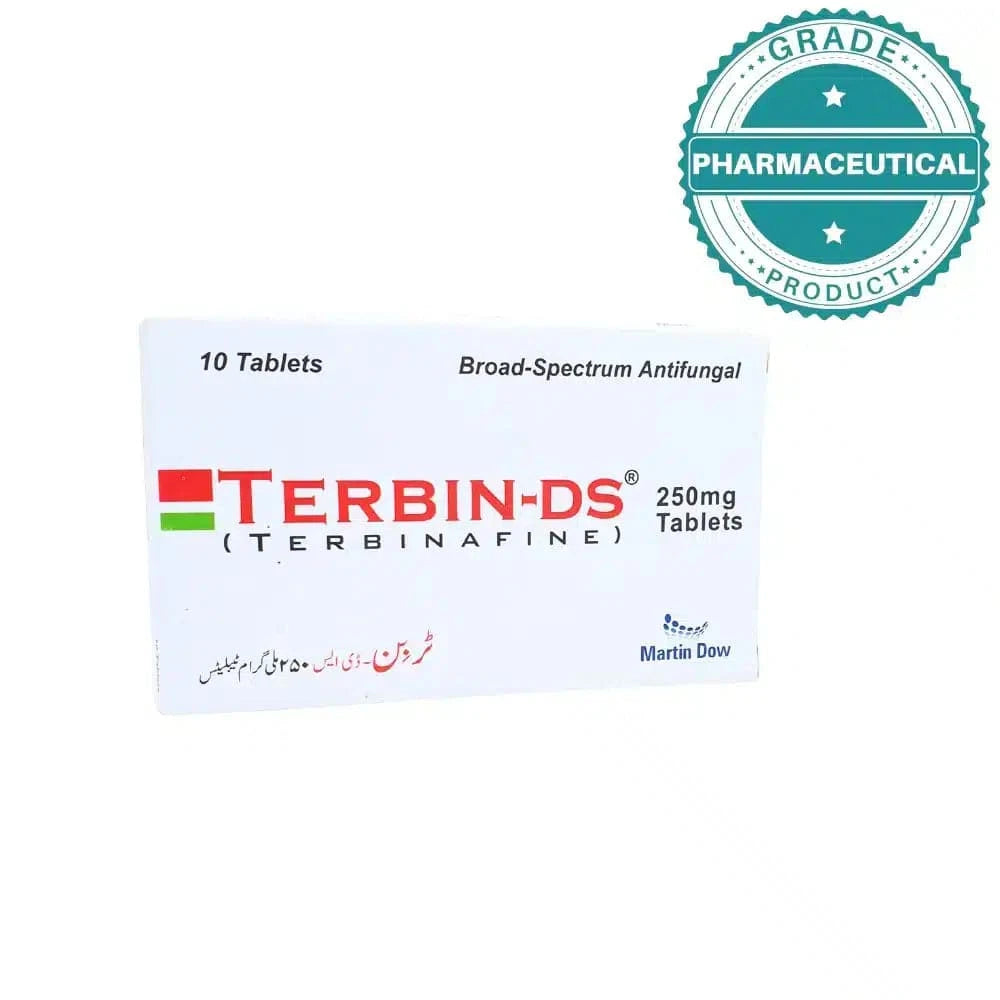 TERBIN-DS TABLET 250mg (TERBINAFINE) PACK OF 10 TABLETS - dermatologists.pk