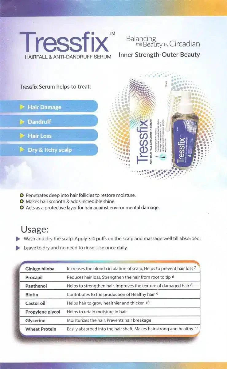 TRESSFIX ANTI HAIR FALL AND REGROWTH SERUM 60ml - dermatologists.pk