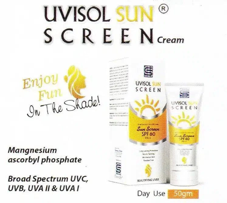 UVISOL SUN SCREEN SPF 60 PA+++ CREAM 50gm - dermatologists.pk