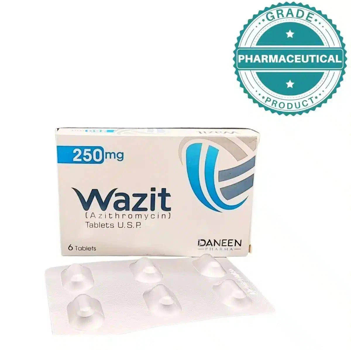 WAZIT TABLETS (AZITHROMYCIN) 250mg PACK OF 6 TABLETS - dermatologists.pk