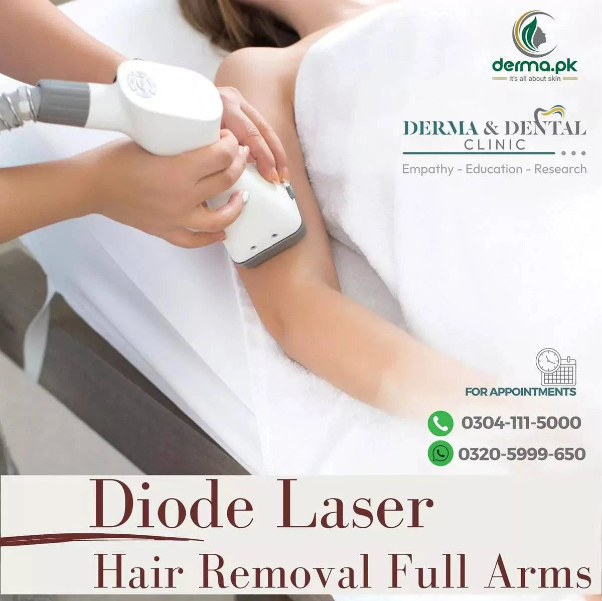 Advanced Diode Laser Hair Removal for Flawless Full Arms - dermatologists.pk