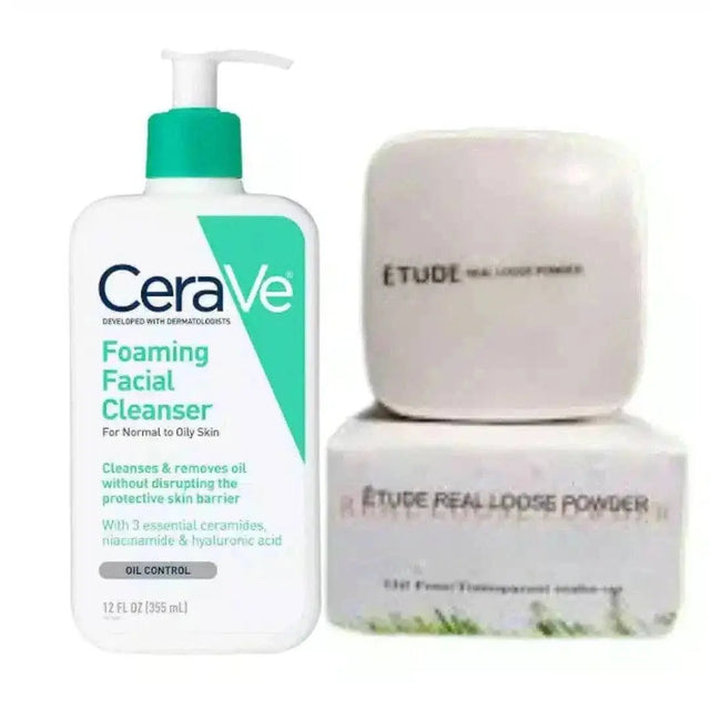  Makeup Essentials CeraVe Cleanser +Etude Powder