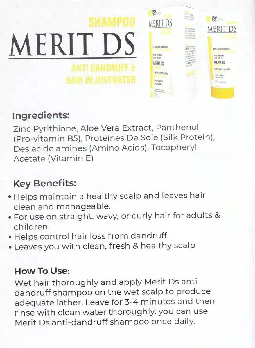 MERIT DS ANTI DANDRUFF AND HAIR REJUVENATOR SHAMPOO 150ml - dermatologists.pk
