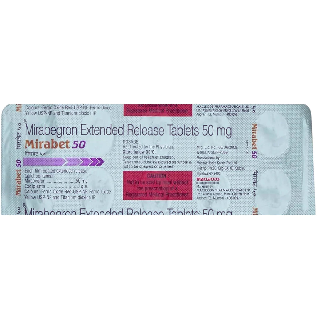 Mirabet Tablets 50mg (20 Tablets) - Overactive Bladder Treatment - derma.pk