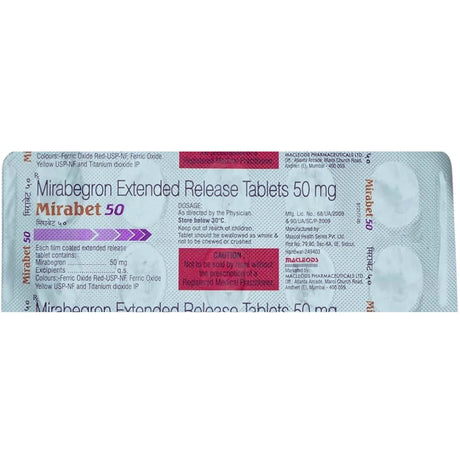 Mirabet Tablets 50mg (20 Tablets) - Overactive Bladder Treatment - derma.pk