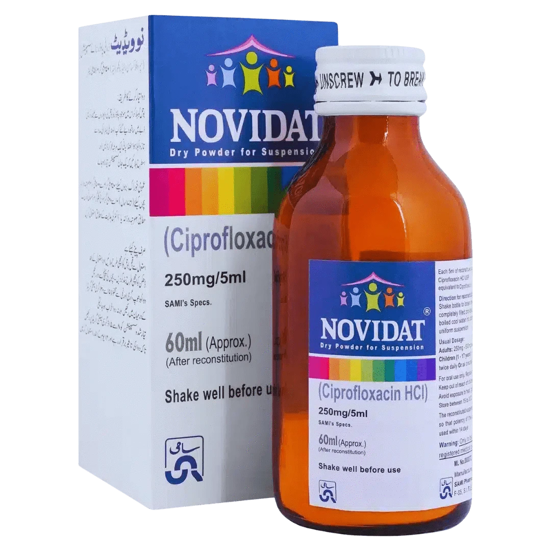 Novidat 60ml Suspension – Ciprofloxacin HCl 250mg/5ml